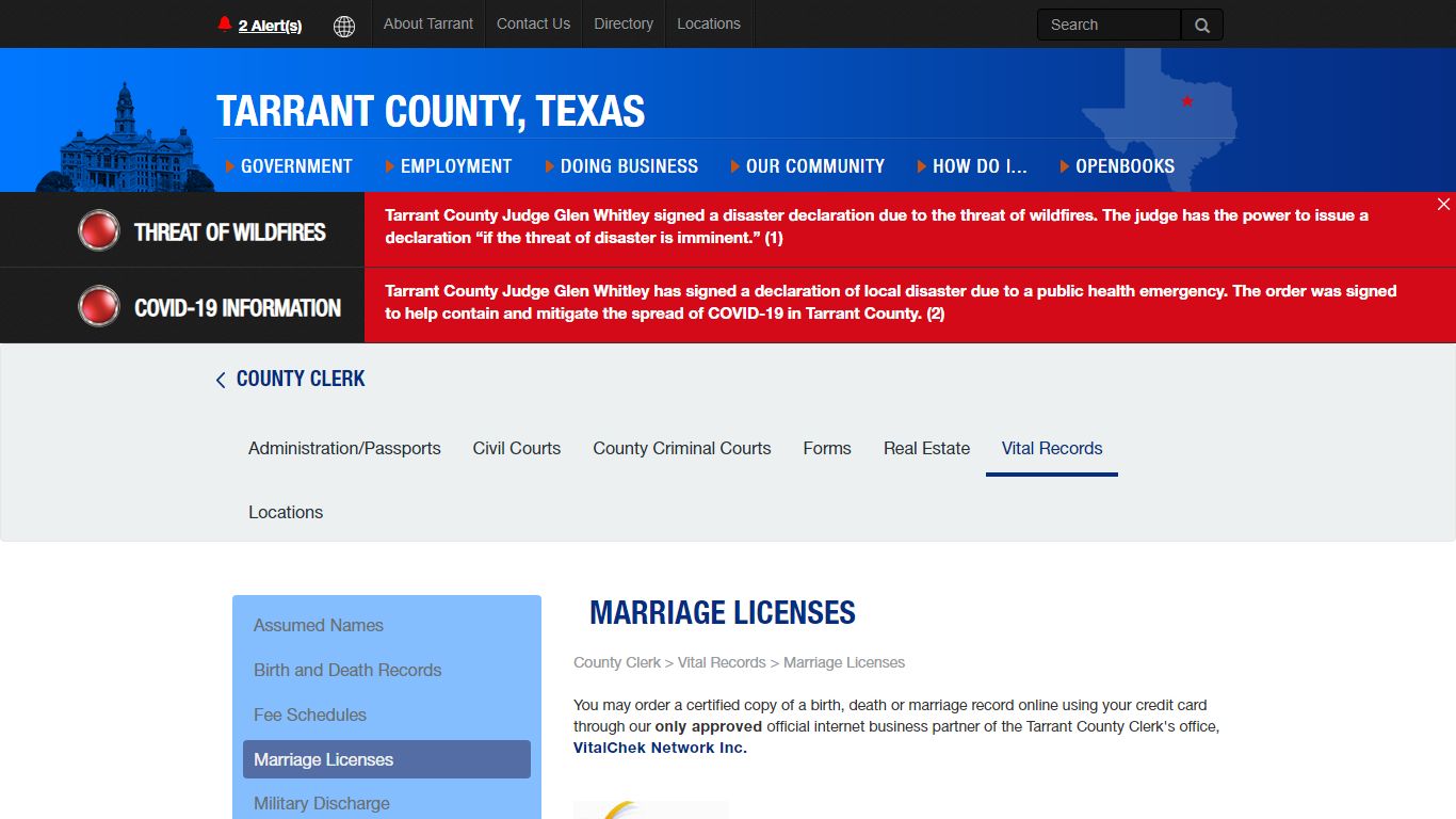 Marriage Licenses - Tarrant County TX